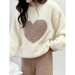 Women's Pajamas Loungewear 2 Pieces Heart Warm Comfort Home Daily Fleece Warm Breathable Crew Neck Long Sleeve Pullover Pant Fall Winter Home Outfits Women's Pajamas Loungewear 2 Pieces Heart Warm Comfort Home Daily Fleece Warm Breathable Crew Neck Long Sleeve Pullover Pant Fall Winter Home Outfits
