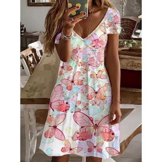 Women's Casual Dress Summer Dress Stylish Vacation Daily Date Regular Fit Ombre Marble Short Sleeve V Neck Light Yellow Pink Royal Blue Sky Blue Summe Women's Casual Dress Summer Dress Stylish Vacation Daily Date Regular Fit Ombre Marble Short Sleeve V Neck Light Yellow Pink Royal Blue Sky Blue Summe