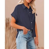 Women's Shirt Linen-Inspired Shirts Button Up Blouse Plain Casual Short Sleeve Shirt Collar Regular Tops Daily Buttons Pocket Black White Army Green N Women's Shirt Linen-Inspired Shirts Button Up Blouse Plain Casual Short Sleeve Shirt Collar Regular Tops Daily Buttons Pocket Black White Army Green N