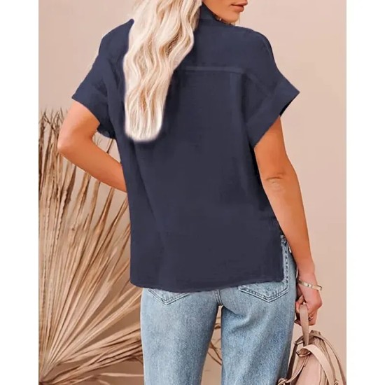 Women's Shirt Linen-Inspired Shirts Button Up Blouse Plain Casual Short Sleeve Shirt Collar Regular Tops Daily Buttons Pocket Black White Army Green N Women's Shirt Linen-Inspired Shirts Button Up Blouse Plain Casual Short Sleeve Shirt Collar Regular Tops Daily Buttons Pocket Black White Army Green N