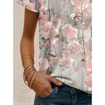 Women's T Shirt Ombre Floral Graphic Vintage Stylish Classic Short Sleeve Crew Neck Round Neck Regular Tops Daily Print Pink Summer 2025 Women's T Shirt Ombre Floral Graphic Vintage Stylish Classic Short Sleeve Crew Neck Round Neck Regular Tops Daily Print Pink Summer 2025