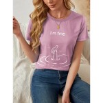 Women's T Shirt Letter Casual Short Sleeve Round Neck Regular Tops Daily Print Pink Red Blue Summer 2025 Women's T Shirt Letter Casual Short Sleeve Round Neck Regular Tops Daily Print Pink Red Blue Summer 2025