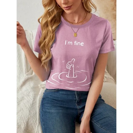 Women's T Shirt Letter Casual Short Sleeve Round Neck Regular Tops Daily Print Pink Red Blue Summer 2025 Women's T Shirt Letter Casual Short Sleeve Round Neck Regular Tops Daily Print Pink Red Blue Summer 2025