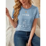 Women's T Shirt Letter Casual Short Sleeve Round Neck Regular Tops Daily Print Pink Red Blue Summer 2025 Women's T Shirt Letter Casual Short Sleeve Round Neck Regular Tops Daily Print Pink Red Blue Summer 2025