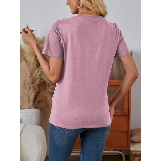 Women's T Shirt Letter Casual Short Sleeve Round Neck Regular Tops Daily Print Pink Red Blue Summer 2025 Women's T Shirt Letter Casual Short Sleeve Round Neck Regular Tops Daily Print Pink Red Blue Summer 2025