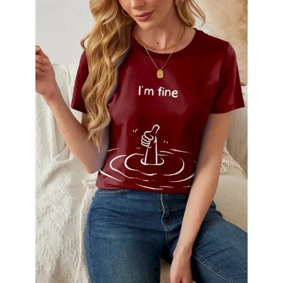 Women's T Shirt Letter Casual Short Sleeve Round Neck Regular Tops Daily Print Pink Red Blue Summer 2025 Women's T Shirt Letter Casual Short Sleeve Round Neck Regular Tops Daily Print Pink Red Blue Summer 2025