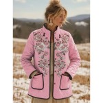 Women's Winter Jacket Quilted Jacket Warm Lightweight Embroidered Print Active Vintage Cute Artistic Floral Casual Short Stand Collar Regular Fit Long Women's Winter Jacket Quilted Jacket Warm Lightweight Embroidered Print Active Vintage Cute Artistic Floral Casual Short Stand Collar Regular Fit Long