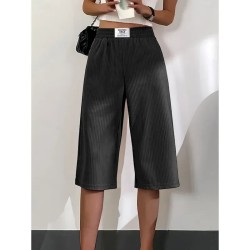 Women's Wide Leg Chinos Baggy Calf-Length Pocket Baggy Pink Fall Winter Micro-elastic High Waist Casual Comfort Vacation Casual Daily Black White M L