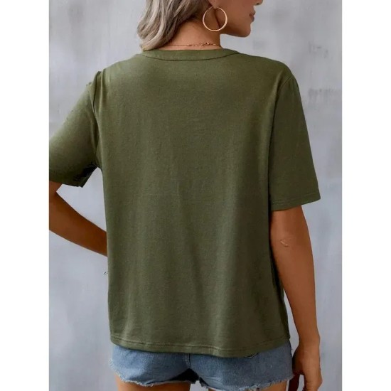 Women's Shirt Blouse Floral Stylish Casual Short Sleeve Notched Neck Regular Tops Daily Embroidered Army Green Navy Blue Summer 2025 Women's Shirt Blouse Floral Stylish Casual Short Sleeve Notched Neck Regular Tops Daily Embroidered Army Green Navy Blue Summer 2025