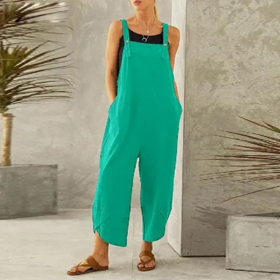 Women's Normal Overall Dungarees Holiday Solid Color Sleeveless Sleeveless Straight Square Neck Pocket Vacation Dailywear Loose Fit Black Army Green R Women's Normal Overall Dungarees Holiday Solid Color Sleeveless Sleeveless Straight Square Neck Pocket Vacation Dailywear Loose Fit Black Army Green R
