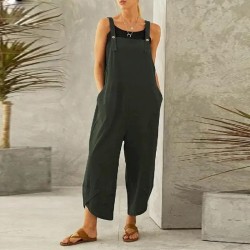 Women's Normal Overall Dungarees Holiday Solid Color Sleeveless Sleeveless Straight Square Neck Pocket Vacation Dailywear Loose Fit Black Army Green R Women's Normal Overall Dungarees Holiday Solid Color Sleeveless Sleeveless Straight Square Neck Pocket Vacation Dailywear Loose Fit Black Army Green R