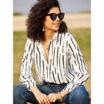 Women's Shirt Long Sleeve Button Down Blouse Basic Striped Buttons Print Regular Tops Shirt Collar Casual Black White Spring Fall 2025 Women's Shirt Long Sleeve Button Down Blouse Basic Striped Buttons Print Regular Tops Shirt Collar Casual Black White Spring Fall 2025