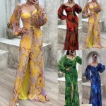 Women's Long Dress Maxi Dress Party Dress Ruched Dress Fashion Party Evening Party Regular Fit Flower Long Sleeve V Neck Yellow Wine Blue Green Summer Women's Long Dress Maxi Dress Party Dress Ruched Dress Fashion Party Evening Party Regular Fit Flower Long Sleeve V Neck Yellow Wine Blue Green Summer