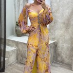Women's Long Dress Maxi Dress Party Dress Ruched Dress Fashion Party Evening Party Regular Fit Flower Long Sleeve V Neck Yellow Wine Blue Green Summer Women's Long Dress Maxi Dress Party Dress Ruched Dress Fashion Party Evening Party Regular Fit Flower Long Sleeve V Neck Yellow Wine Blue Green Summer
