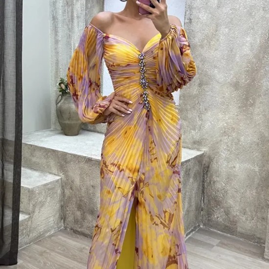 Women's Long Dress Maxi Dress Party Dress Ruched Dress Fashion Party Evening Party Regular Fit Flower Long Sleeve V Neck Yellow Wine Blue Green Summer Women's Long Dress Maxi Dress Party Dress Ruched Dress Fashion Party Evening Party Regular Fit Flower Long Sleeve V Neck Yellow Wine Blue Green Summer