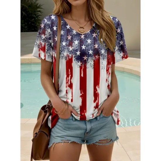 Women's Patriotic T Shirt Graphic Flag American Flag Stylish Casual Red White And Blue Short Sleeve Crew Neck Regular Tops Daily Weekend Print Wine S Women's Patriotic T Shirt Graphic Flag American Flag Stylish Casual Red White And Blue Short Sleeve Crew Neck Regular Tops Daily Weekend Print Wine S
