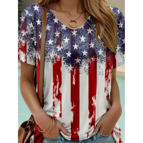 Women's Patriotic T Shirt Graphic Flag American Flag Stylish Casual Red White And Blue Short Sleeve Crew Neck Regular Tops Daily Weekend Print Wine S Women's Patriotic T Shirt Graphic Flag American Flag Stylish Casual Red White And Blue Short Sleeve Crew Neck Regular Tops Daily Weekend Print Wine S