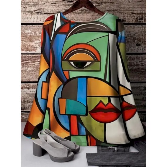 Women's T Shirt Graphic Color Gradient Abstract Fashion Long Sleeve Crew Neck Regular Tops Daily Going out Weekend Print Black Pink Green Spring Fall Women's T Shirt Graphic Color Gradient Abstract Fashion Long Sleeve Crew Neck Regular Tops Daily Going out Weekend Print Black Pink Green Spring Fall