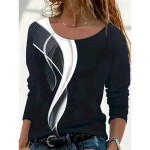 Women's T Shirt Graphic Color Gradient Abstract Fashion Long Sleeve Crew Neck Regular Tops Daily Going out Weekend Print Black Pink Green Spring Fall Women's T Shirt Graphic Color Gradient Abstract Fashion Long Sleeve Crew Neck Regular Tops Daily Going out Weekend Print Black Pink Green Spring Fall