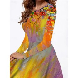 Women's Midi Dress Casual Dress Winter Dress Swing Dress Shift Dress Fashion Streetwear Modern Formal Outdoor Party Regular Fit Floral Long Sleeve Cre Women's Midi Dress Casual Dress Winter Dress Swing Dress Shift Dress Fashion Streetwear Modern Formal Outdoor Party Regular Fit Floral Long Sleeve Cre