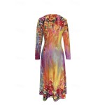 Women's Midi Dress Casual Dress Winter Dress Swing Dress Shift Dress Fashion Streetwear Modern Formal Outdoor Party Regular Fit Floral Long Sleeve Cre Women's Midi Dress Casual Dress Winter Dress Swing Dress Shift Dress Fashion Streetwear Modern Formal Outdoor Party Regular Fit Floral Long Sleeve Cre