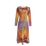 Women's Midi Dress Casual Dress Winter Dress Swing Dress Shift Dress Fashion Streetwear Modern Formal Outdoor Party Regular Fit Floral Long Sleeve Cre Women's Midi Dress Casual Dress Winter Dress Swing Dress Shift Dress Fashion Streetwear Modern Formal Outdoor Party Regular Fit Floral Long Sleeve Cre