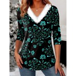 Women's Tunic Ombre Floral Graphic Vintage Stylish Classic Long Sleeve V Neck Regular Tops Daily Patchwork Print Yellow Red Blue Purple Green Fall Win Women's Tunic Ombre Floral Graphic Vintage Stylish Classic Long Sleeve V Neck Regular Tops Daily Patchwork Print Yellow Red Blue Purple Green Fall Win