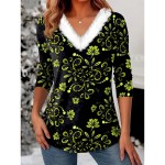 Women's Tunic Ombre Floral Graphic Vintage Stylish Classic Long Sleeve V Neck Regular Tops Daily Patchwork Print Yellow Red Blue Purple Green Fall Win Women's Tunic Ombre Floral Graphic Vintage Stylish Classic Long Sleeve V Neck Regular Tops Daily Patchwork Print Yellow Red Blue Purple Green Fall Win