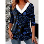 Women's Tunic Ombre Floral Graphic Vintage Stylish Classic Long Sleeve V Neck Regular Tops Daily Patchwork Print Yellow Red Blue Purple Green Fall Win Women's Tunic Ombre Floral Graphic Vintage Stylish Classic Long Sleeve V Neck Regular Tops Daily Patchwork Print Yellow Red Blue Purple Green Fall Win