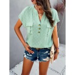 Women's Shirt Linen-Inspired Shirts Blouse Solid Color Stylish Casual Short Sleeve Notched Neck Regular Tops Daily Lace Patchwork Buttons Black White Women's Shirt Linen-Inspired Shirts Blouse Solid Color Stylish Casual Short Sleeve Notched Neck Regular Tops Daily Lace Patchwork Buttons Black White