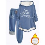 Women's 2 Pieces Fluffy Pyjama Set Long Sleeve Top and Pant Text Print Comfort Casual Home Wear Drawstring Solid Cozy Winter 2025 Women's 2 Pieces Fluffy Pyjama Set Long Sleeve Top and Pant Text Print Comfort Casual Home Wear Drawstring Solid Cozy Winter 2025