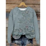 Women's Pullover Sweatshirt Floral Warm Vintage Western Long Sleeve Crew Neck Regular Tops Home Street Dailywear Print White Dark Pink Blue Green Gray Women's Pullover Sweatshirt Floral Warm Vintage Western Long Sleeve Crew Neck Regular Tops Home Street Dailywear Print White Dark Pink Blue Green Gray