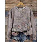Women's Pullover Sweatshirt Floral Warm Vintage Western Long Sleeve Crew Neck Regular Tops Home Street Dailywear Print White Dark Pink Blue Green Gray Women's Pullover Sweatshirt Floral Warm Vintage Western Long Sleeve Crew Neck Regular Tops Home Street Dailywear Print White Dark Pink Blue Green Gray
