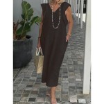 Women's Black White Yellow Summer Spring Maxi long Dress Midi Dress White Dress Cotton Linen Dresses Sundress Modern Casual Daily Weekend Loose Fit Pl Women's Black White Yellow Summer Spring Maxi long Dress Midi Dress White Dress Cotton Linen Dresses Sundress Modern Casual Daily Weekend Loose Fit Pl