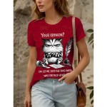 Women's T Shirt Graphic Animal Cat Vintage Stylish Classic Short Sleeve Crew Neck Round Neck Regular Tops Daily Weekend Print Black White Pink Red Blu Women's T Shirt Graphic Animal Cat Vintage Stylish Classic Short Sleeve Crew Neck Round Neck Regular Tops Daily Weekend Print Black White Pink Red Blu