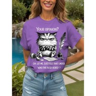 Women's T Shirt Graphic Animal Cat Vintage Stylish Classic Short Sleeve Crew Neck Round Neck Regular Tops Daily Weekend Print Black White Pink Red Blu Women's T Shirt Graphic Animal Cat Vintage Stylish Classic Short Sleeve Crew Neck Round Neck Regular Tops Daily Weekend Print Black White Pink Red Blu