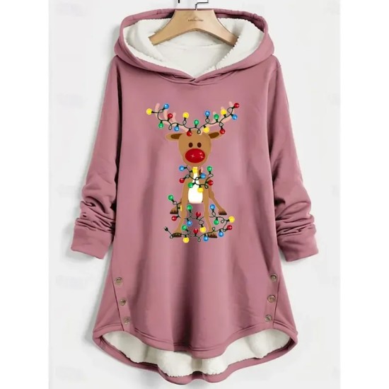 Women's Pullover Hoodie Sweatshirt Graphic Reindeer Christmas Warm Casual Fuzzy Long Sleeve Hooded Long Tops Casual Sports Print Pink Blue Gray Fall W Women's Pullover Hoodie Sweatshirt Graphic Reindeer Christmas Warm Casual Fuzzy Long Sleeve Hooded Long Tops Casual Sports Print Pink Blue Gray Fall W