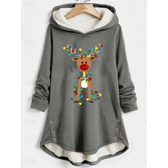 Women's Pullover Hoodie Sweatshirt Graphic Reindeer Christmas Warm Casual Fuzzy Long Sleeve Hooded Long Tops Casual Sports Print Pink Blue Gray Fall W Women's Pullover Hoodie Sweatshirt Graphic Reindeer Christmas Warm Casual Fuzzy Long Sleeve Hooded Long Tops Casual Sports Print Pink Blue Gray Fall W