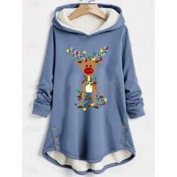 Women's Pullover Hoodie Sweatshirt Graphic Reindeer Christmas Warm Casual Fuzzy Long Sleeve Hooded Long Tops Casual Sports Print Pink Blue Gray Fall W Women's Pullover Hoodie Sweatshirt Graphic Reindeer Christmas Warm Casual Fuzzy Long Sleeve Hooded Long Tops Casual Sports Print Pink Blue Gray Fall W