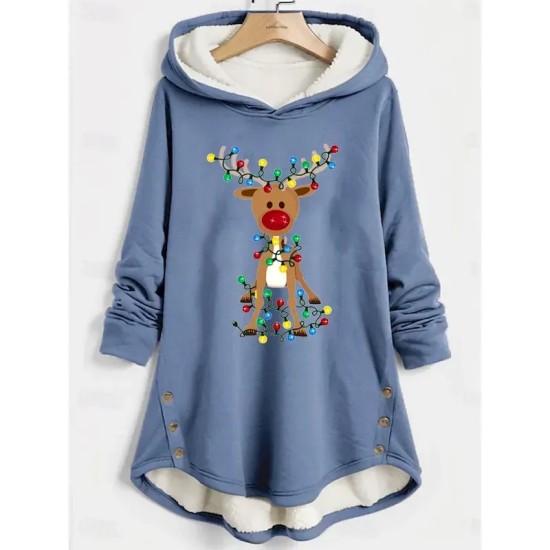 Women's Pullover Hoodie Sweatshirt Graphic Reindeer Christmas Warm Casual Fuzzy Long Sleeve Hooded Long Tops Casual Sports Print Pink Blue Gray Fall W Women's Pullover Hoodie Sweatshirt Graphic Reindeer Christmas Warm Casual Fuzzy Long Sleeve Hooded Long Tops Casual Sports Print Pink Blue Gray Fall W