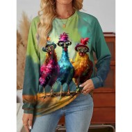 Women's Sweatshirt Graphic Abstract Street Dailywear Print Casual Crew Neck Long Sleeve Micro-elastic Fall Winter Comfrt Breathable Soft Fabric 2025