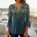 Women's T shirt Long Sleeve Henley T Shirt Blouse Floral Vintage Basic 3\/4 Length Sleeve Round Neck Regular Tops Casual Weekend Buttons Print Blue Pur Women's T shirt Long Sleeve Henley T Shirt Blouse Floral Vintage Basic 3\/4 Length Sleeve Round Neck Regular Tops Casual Weekend Buttons Print Blue Pur