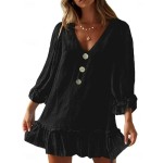 Women's Casual Dress Midi Dress Patchwork Hawaiian Casual V Neck Black Blue Beige Color 2025 Women's Casual Dress Midi Dress Patchwork Hawaiian Casual V Neck Black Blue Beige Color 2025