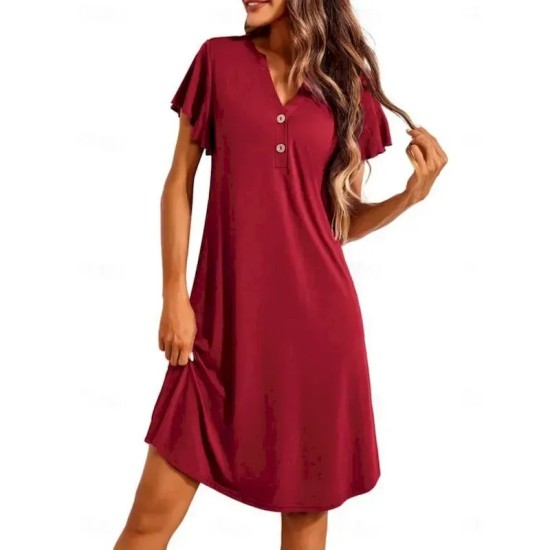 Women's Mini Dress Casual Dress T Shirt Dress Tee Dress Stylish Basic Casual Vacation Daily Regular Fit Plain Short Sleeve V Neck Black Wine Summer 20 Women's Mini Dress Casual Dress T Shirt Dress Tee Dress Stylish Basic Casual Vacation Daily Regular Fit Plain Short Sleeve V Neck Black Wine Summer 20