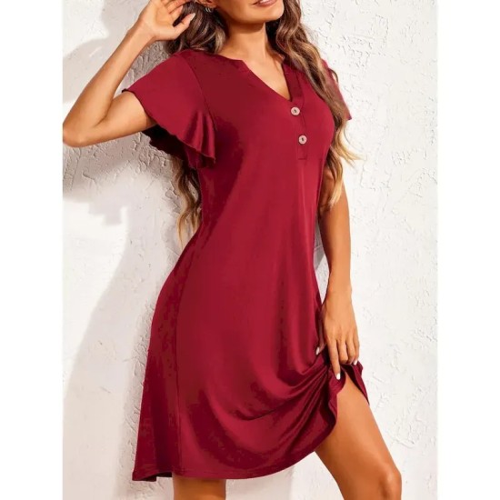 Women's Mini Dress Casual Dress T Shirt Dress Tee Dress Stylish Basic Casual Vacation Daily Regular Fit Plain Short Sleeve V Neck Black Wine Summer 20 Women's Mini Dress Casual Dress T Shirt Dress Tee Dress Stylish Basic Casual Vacation Daily Regular Fit Plain Short Sleeve V Neck Black Wine Summer 20