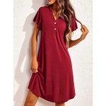 Women's Mini Dress Casual Dress T Shirt Dress Tee Dress Stylish Basic Casual Vacation Daily Regular Fit Plain Short Sleeve V Neck Black Wine Summer 20 Women's Mini Dress Casual Dress T Shirt Dress Tee Dress Stylish Basic Casual Vacation Daily Regular Fit Plain Short Sleeve V Neck Black Wine Summer 20