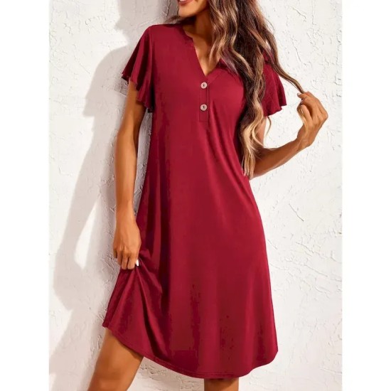 Women's Mini Dress Casual Dress T Shirt Dress Tee Dress Stylish Basic Casual Vacation Daily Regular Fit Plain Short Sleeve V Neck Black Wine Summer 20 Women's Mini Dress Casual Dress T Shirt Dress Tee Dress Stylish Basic Casual Vacation Daily Regular Fit Plain Short Sleeve V Neck Black Wine Summer 20