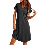 Women's Mini Dress Casual Dress T Shirt Dress Tee Dress Stylish Basic Casual Vacation Daily Regular Fit Plain Short Sleeve V Neck Black Wine Summer 20 Women's Mini Dress Casual Dress T Shirt Dress Tee Dress Stylish Basic Casual Vacation Daily Regular Fit Plain Short Sleeve V Neck Black Wine Summer 20