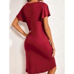 Women's Mini Dress Casual Dress T Shirt Dress Tee Dress Stylish Basic Casual Vacation Daily Regular Fit Plain Short Sleeve V Neck Black Wine Summer 20 Women's Mini Dress Casual Dress T Shirt Dress Tee Dress Stylish Basic Casual Vacation Daily Regular Fit Plain Short Sleeve V Neck Black Wine Summer 20