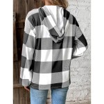 Women's Sweatshirt Casual Plaid Street Dailywear Hoodie Buttons Print Long Sleeve Black Khaki Fall Winter 2025 Women's Sweatshirt Casual Plaid Street Dailywear Hoodie Buttons Print Long Sleeve Black Khaki Fall Winter 2025
